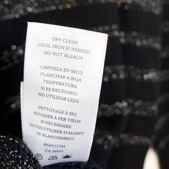 Rails NEW Allegra Cashmere Cotton Metallic Stripe Sweater Black Silver Medium - Picture 9 of 13